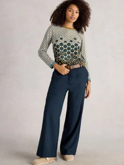 White Stuff Bleu - Pantalon large Belle Tweedy