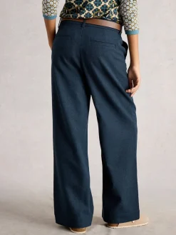 White Stuff Bleu - Pantalon large Belle Tweedy