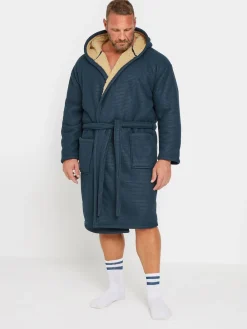 BadRhino Big & Tall Bleu - Peignoir gaufré en peau de mouton|Homme Robes De Chambre Et Peignoirs