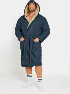 BadRhino Big & Tall Bleu - Peignoir gaufré en peau de mouton|Homme Robes De Chambre Et Peignoirs