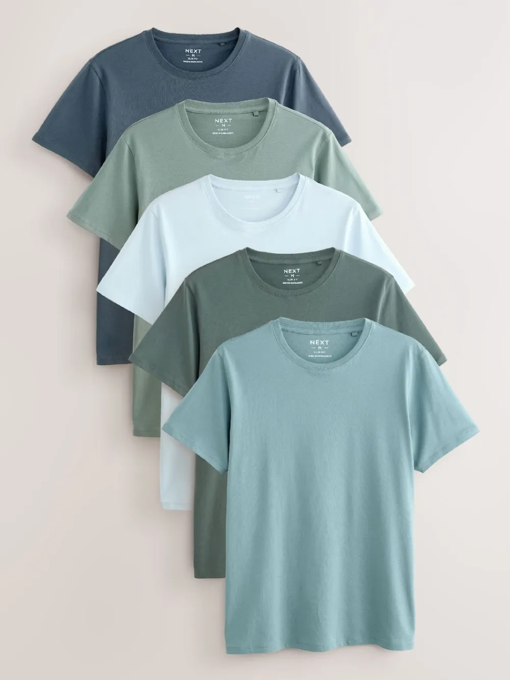 Best Next Bleu - Slim Fit (Slim Fit) - T-shirts de superposition en coton 100 %, lot de 5