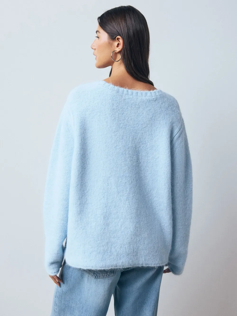 New Next Bleu clair - Pull à col dégagé en laine
