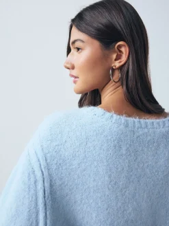 New Next Bleu clair - Pull à col dégagé en laine
