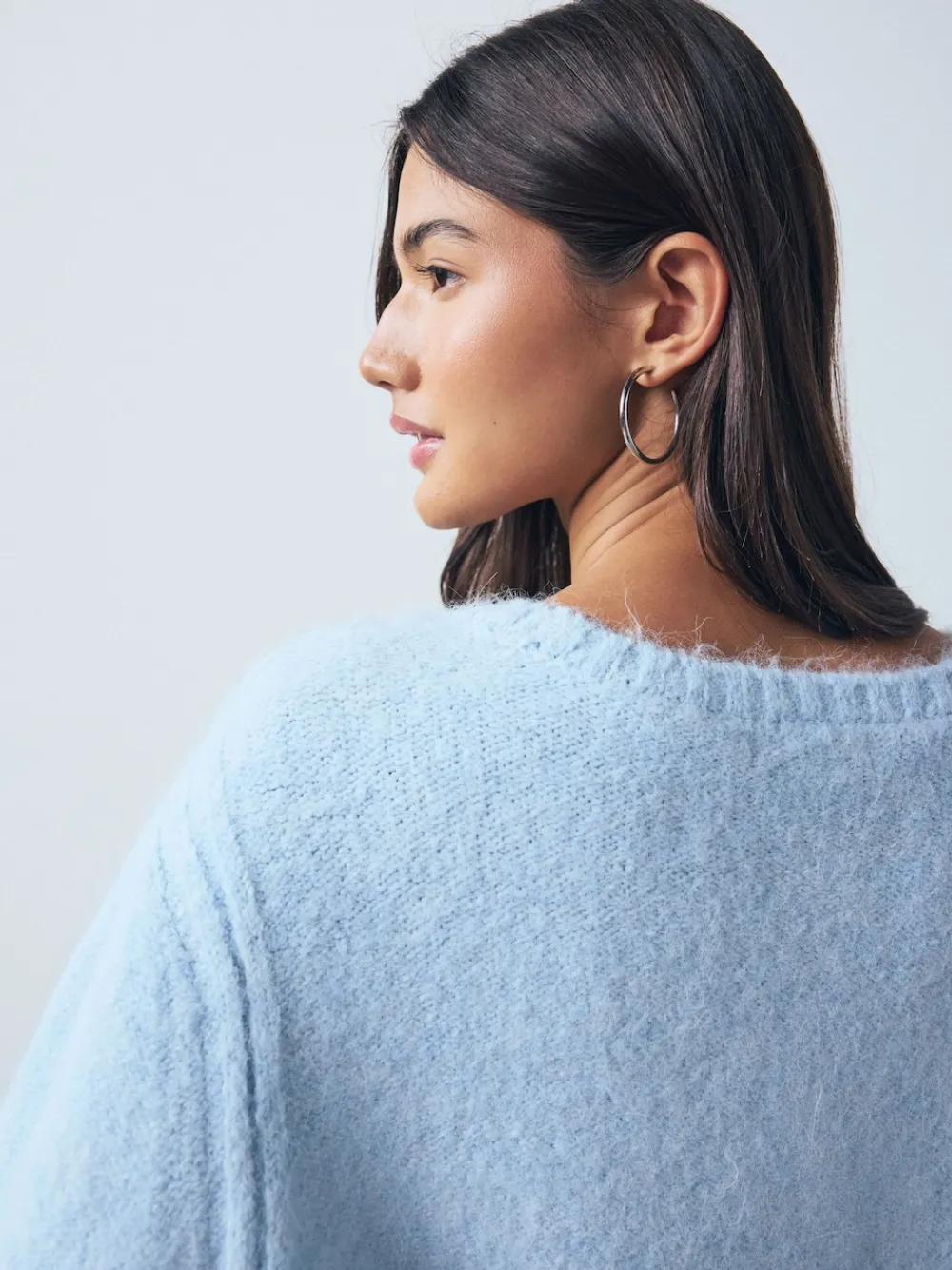 New Next Bleu clair - Pull à col dégagé en laine