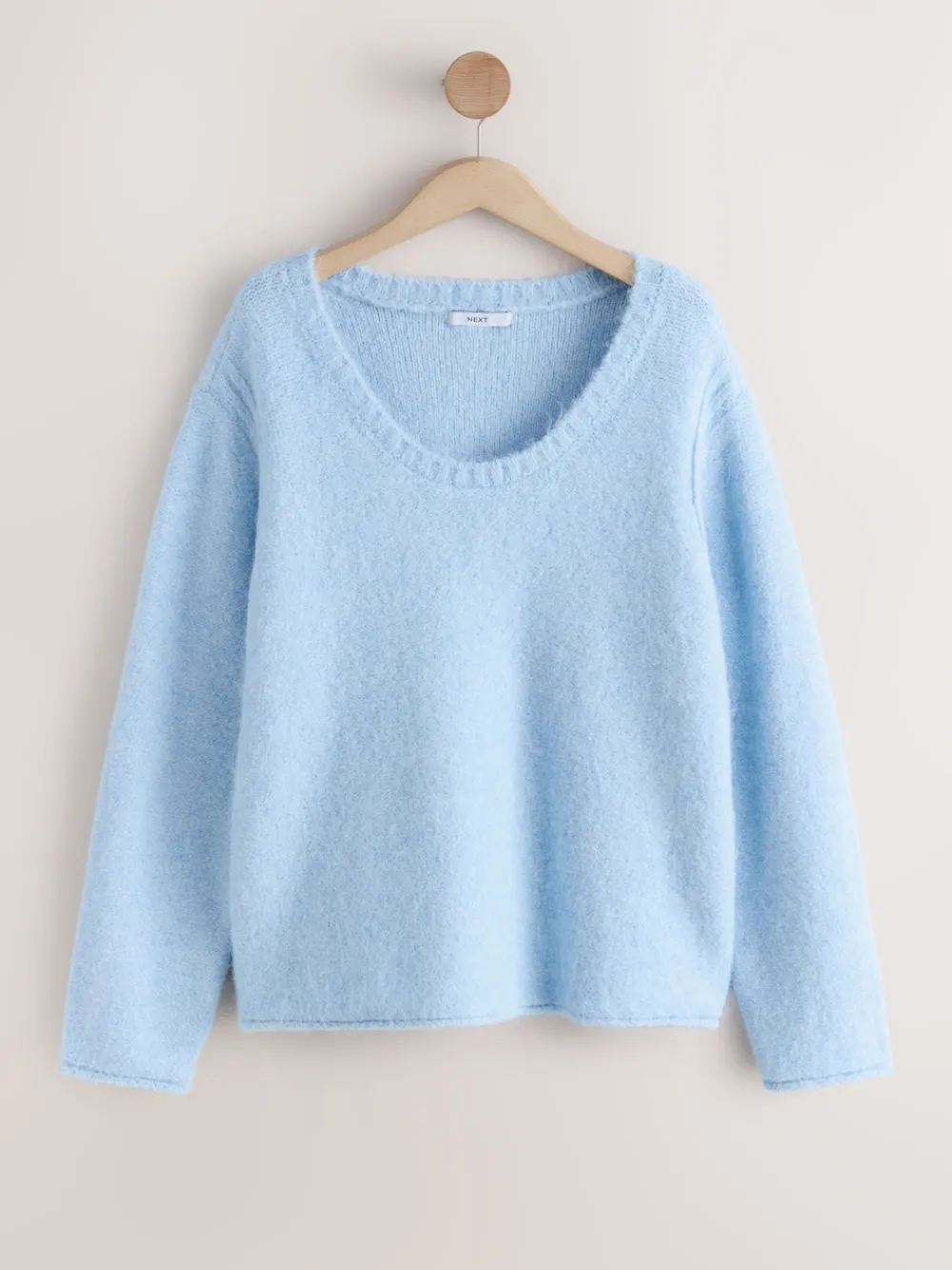 New Next Bleu clair - Pull à col dégagé en laine