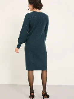 Fat Face Bleu de sarcelle - Robe mi-longue FatFace en maille scintillante|Femme Tricots|Robes