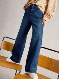 White Stuff bleu foncé - Jean ample Tia|Femme Jean