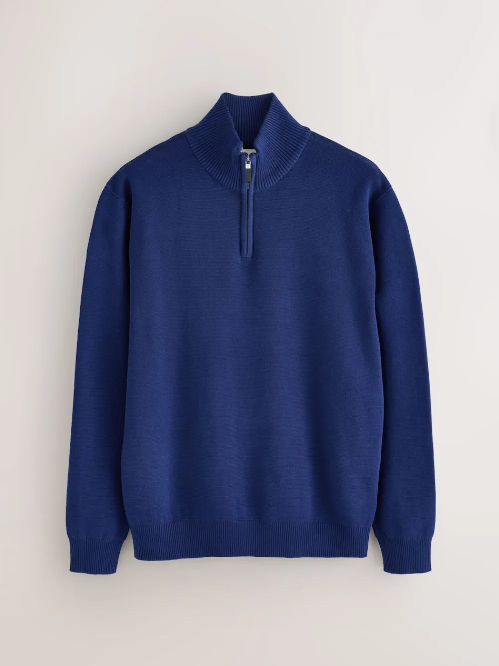 Online Next - Uni - Pull N.Premium Coupe classique 100% Coton Premium à fermeture éclair bleu foncé
