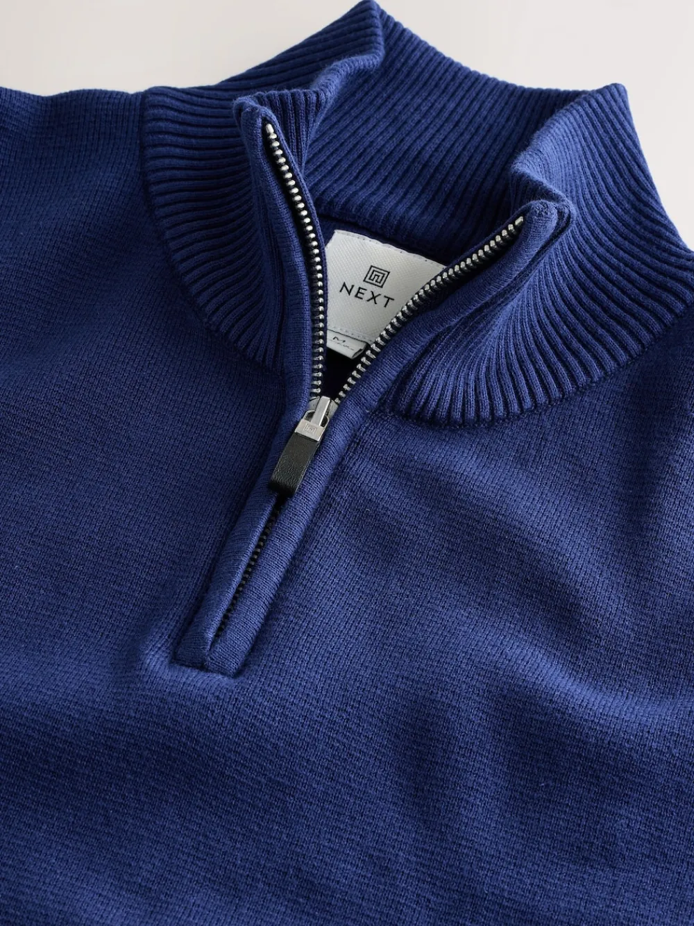 Online Next - Uni - Pull N.Premium Coupe classique 100% Coton Premium à fermeture éclair bleu foncé