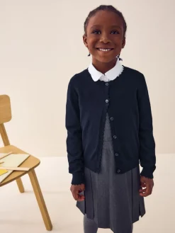 Best Next Bleu marine - Cardigan scolaire à bord festonné Cotton Rich (3-16ans)
