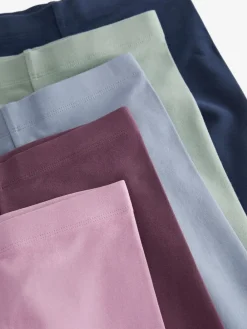 New Next - Lot de 5 leggings (3-16ans) Bleu marine / Rose / Vert sauge / Bleu jean