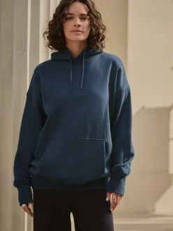Best Next - Sweat-shirt à capuche long actif à coutures apparentes ultra-doux avec poches Bleu marine