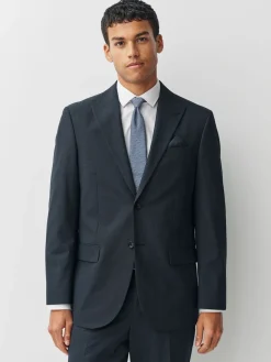 Best Next Bleu marine - Veste de costume Motionflex texturée à dents de chiot coupe classique