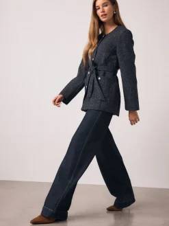 Best Next Bleu marine - Veste Fleck Boucle Ceinturée