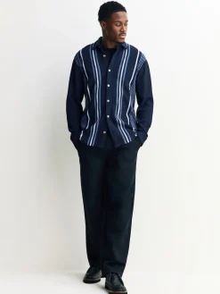 Hot Next Bleu marine/blanc - Chemise rayée en jersey Manches courtes