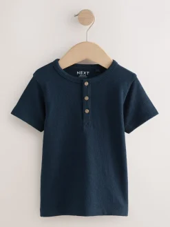 Best Next Bleu marine/bleu/pierre - T-shirts à manches courtes à col Henley Lot de 3 (3mois7ans)