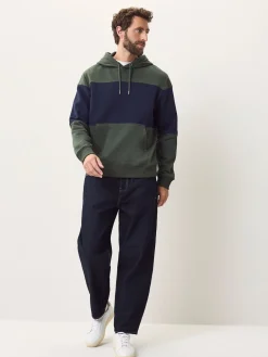Sale Next Bleu marine/vert kaki - Sweat à capuche à enfiler - Sweat-shirt color block