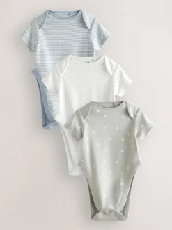 Best Next Bleu motif étoiles - Lot de 3 corps de dysplasie de la Hip Bébé Manches courtes