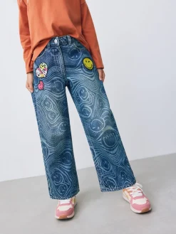 Best Next Bleu moyen - Jean ample imprimé SmileyWorld® (3-16ans)