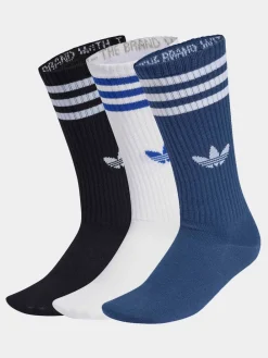 Best adidas originals Bleu/Noir - Adidas Original 3 - Lot de 3 Chaussettes Col rond Rayures