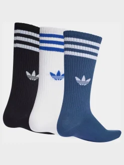 Best adidas originals Bleu/Noir - Adidas Original 3 - Lot de 3 Chaussettes Col rond Rayures