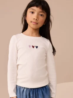 Clearance Next - T-shirts côtelés à manches longues Lot de 4 (3à16ans) Bourgogne/Ecru