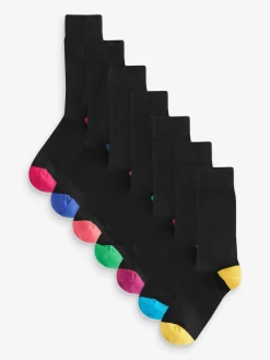 Sale Next - Lot de 7 - Chaussettes riches en coton pour homme Bout de talon noir