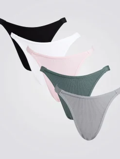 Boux Avenue Amiee Rib High Leg Thong 5 Pack|Femme Culottes
