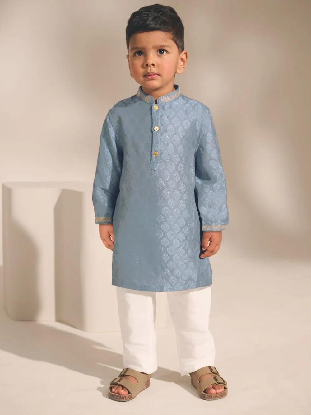 Next - Eid Kurta (3mths-16yrs) Brodé feuille bleue