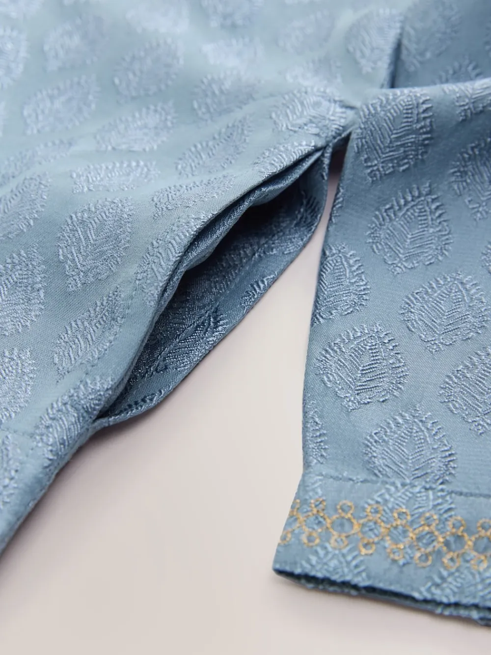 Next - Eid Kurta (3mths-16yrs) Brodé feuille bleue