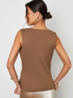 Clearance Threadbare - Gilet en maille côtelée Brun clair