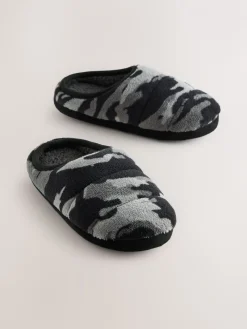 Best Next - Mules chaussons doublées chaudes Camo gris