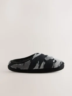 Best Next - Mules chaussons doublées chaudes Camo gris