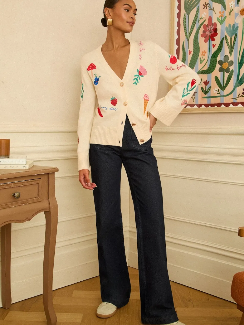 Clearance Love & Roses Cardigan brodé en maille