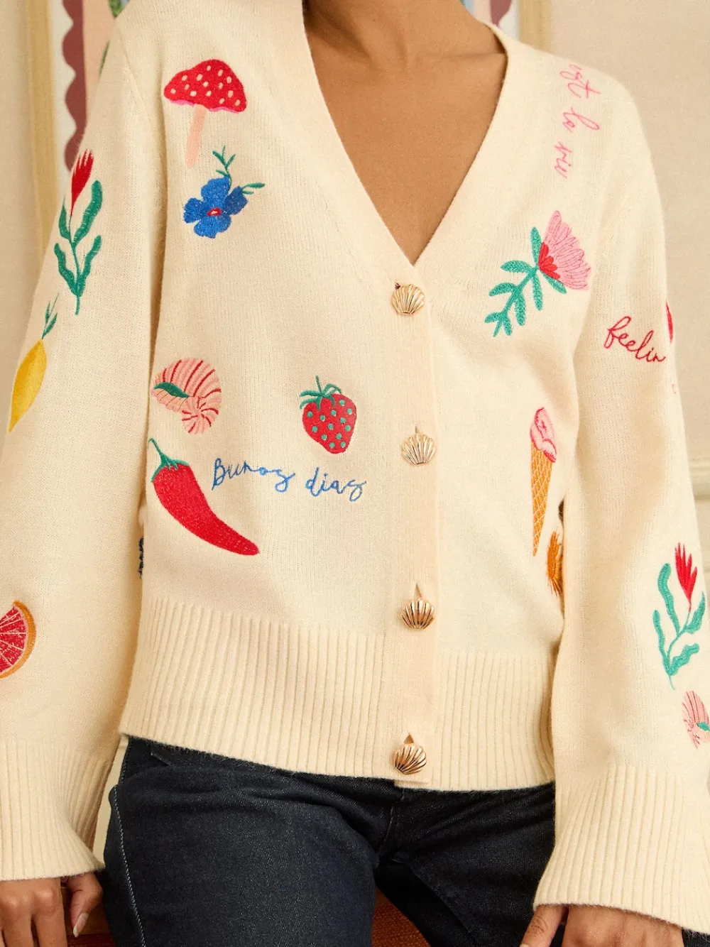 Clearance Love & Roses Cardigan brodé en maille