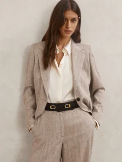 Reiss Ceinture corset Petula à double boucle en daim|Femme Ceintures