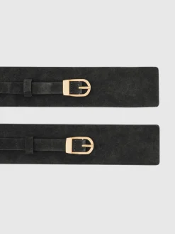 Reiss Ceinture corset Petula à double boucle en daim|Femme Ceintures