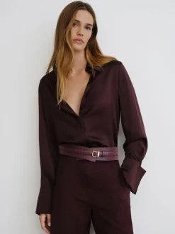 Reiss Ceinture Odell à double bride en cuir style corset|Femme Ceintures