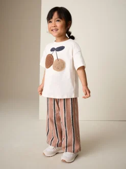Clearance Next Cerise écru/brun - Ensemble haut à manches courtes et pantalon barillet (3mois-7ans)
