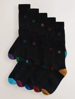Sale Next Chaussures à talons riches noires - Lot de 10 paires de chaussettes confortables rayées à semelle rembourrée