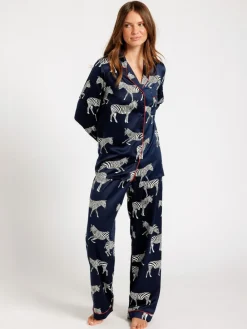 Best Chelsea Peers pyjama long en satin imprimé zèbre