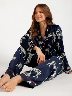 Best Chelsea Peers pyjama long en satin imprimé zèbre