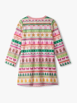 Hatley Chemise de nuit Fun Fair Isle Christmas rose à manches longues| Chemises De Nuit