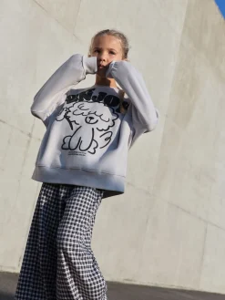 Best Next Chien gris/vichy - Ensemble Sweat-shirt et Pantalons Jambe large (3-16ans)