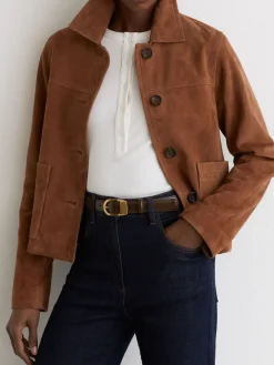 Reiss chocolat - Ceinture en cuir à boucle incurvée Hazel