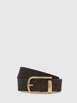 Reiss chocolat - Ceinture en cuir avec boucle à demi-passant Iyla|Femme Ceintures