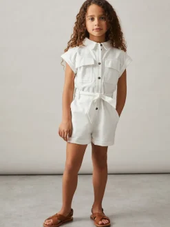 Outlet Reiss Combinaison Zoe ceinturée en coton et lin
