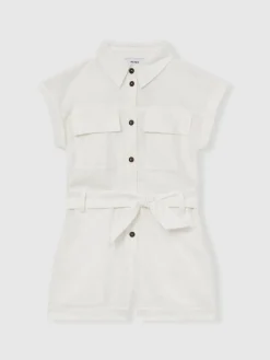 Outlet Reiss Combinaison Zoe ceinturée en coton et lin