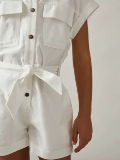 Sale Reiss Combinaison Zoe ceinturée en coton et lin