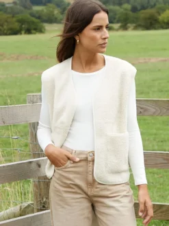 Sale Threadbare Crème - Gilet Borg réversible